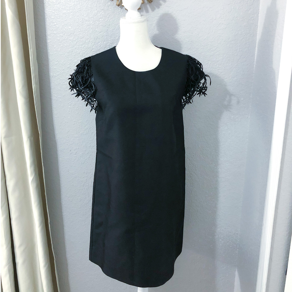 Kate Spade Black Mini Dress with Fringe Sleeves - Picture 5 of 11
